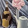 Still Life with Blue Nun Bottle